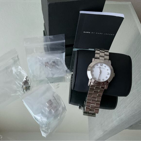 Marc Jacobs Accessories - Marc Jacobs Amy White Dial Silver Stainless Steel Strap Watch - MBM3054